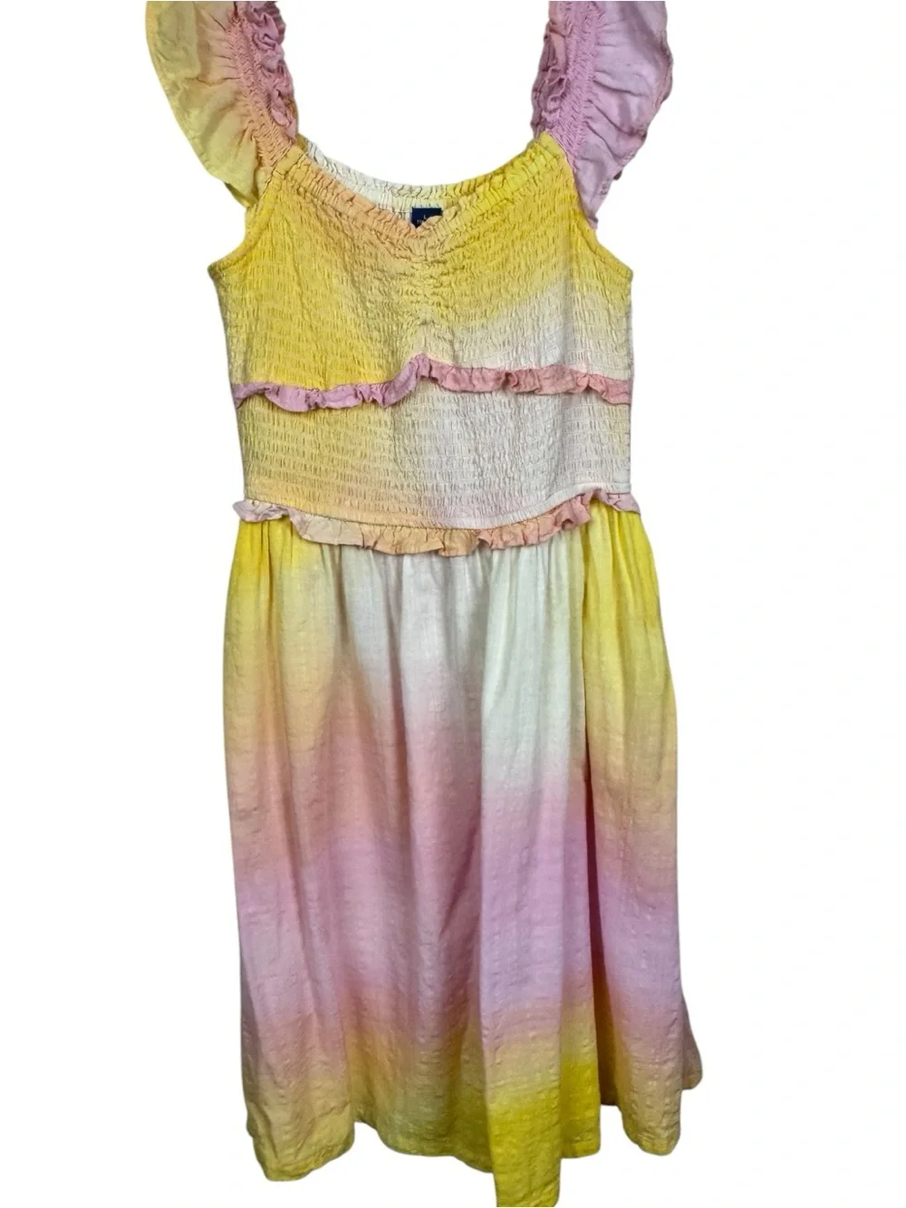 Old Navy Smocked Girls Dress with Ruffle sleeves Size L (10-12) lot of 2
